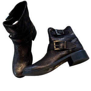 New Primadonna Collection Genuine Tinsel Black Leather Ankle Booties size 37,5